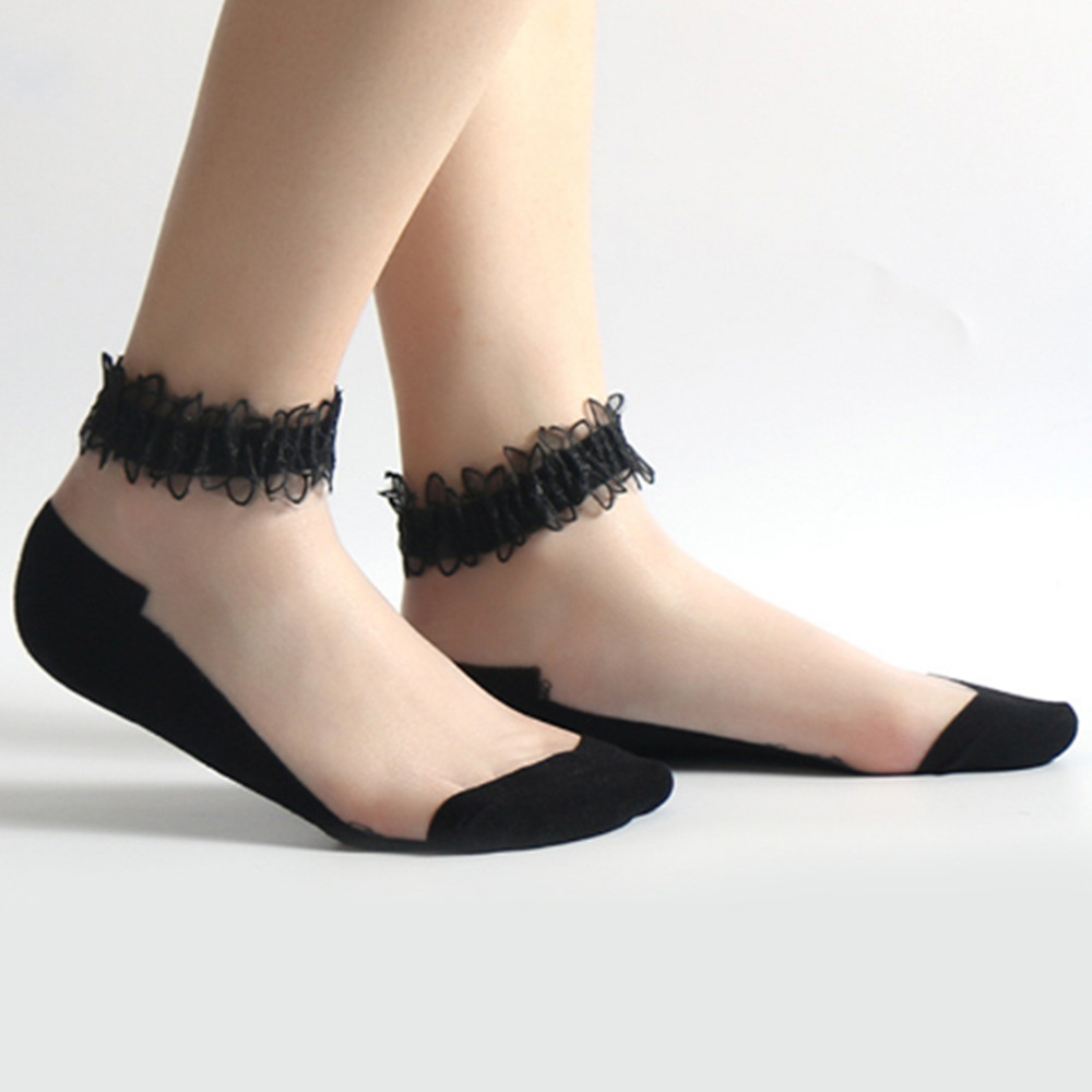 Invisibility Sock Loafer - 여자 레이스 짧은 양말 얇은 양말