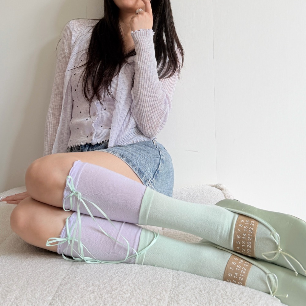 여성용 스윗 발레코어 컬러 블록 슬라우치 미드 카프 삭 - Boot Sock Slouchy 리뷰 및 가격