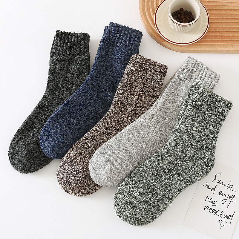 5켤레 단색 패턴 남성용/소년용/소녀용 중간 길이 면  - Thermal Sock Winter 리뷰 및 가격