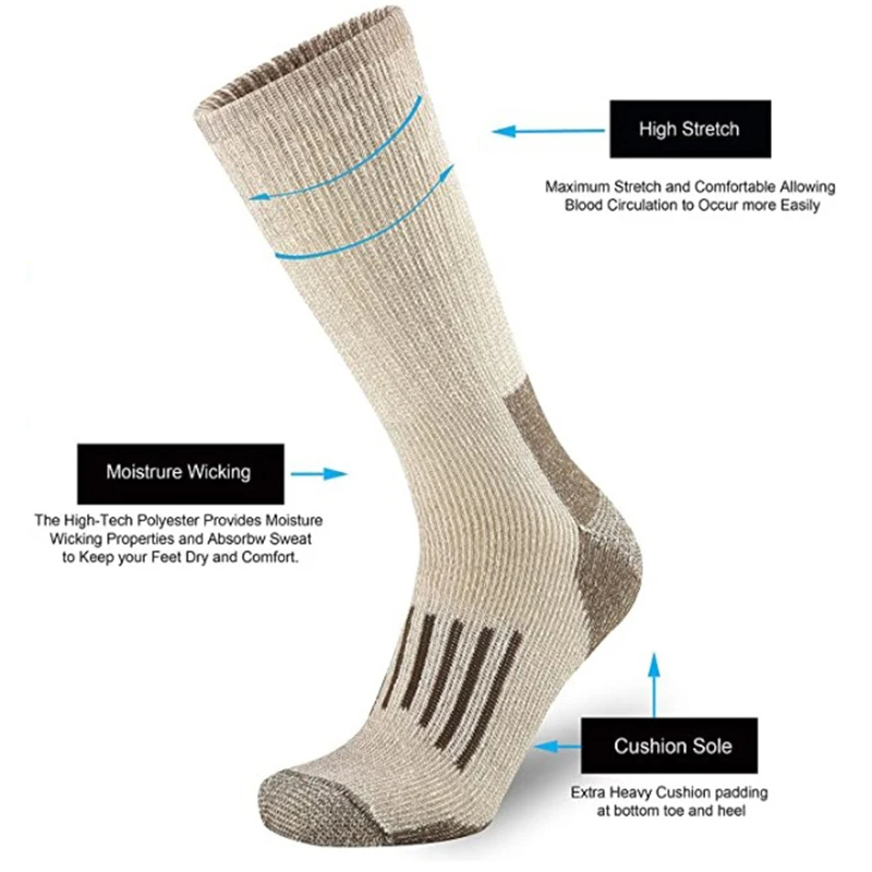 80% 울 양말 따뜻한 두꺼운 하이킹 쿠션 크루 양말  - Wool Hiking Sock 리뷰 및 가격